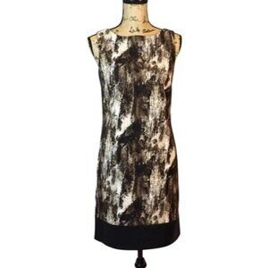 AB Studio Sleeveless Abstract Dress Brown & Black Polyester/Spandex Size 10